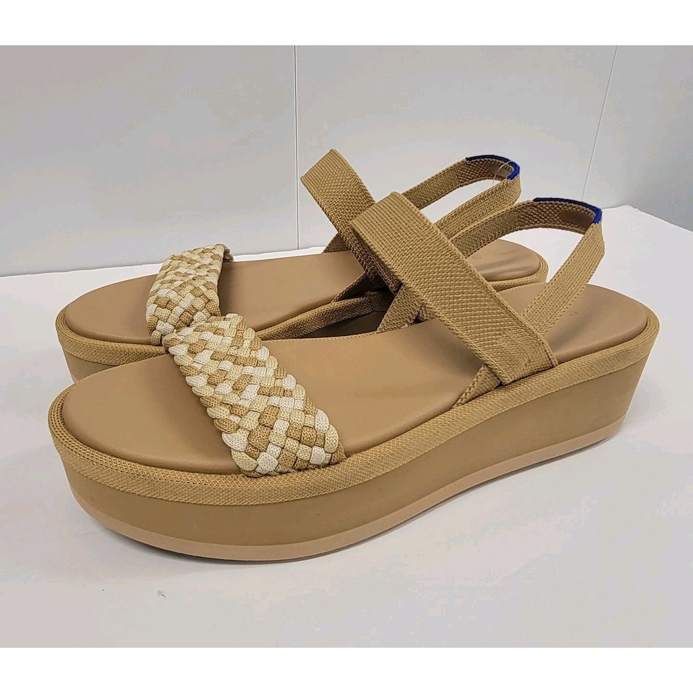 Rothy's Lightweight Wedge Sandal Braided Beach Sand Woven Women 10.5 Platform